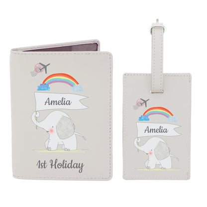 Personalised My 1st Cream Leather Passport Holder & Luggage Tag Set