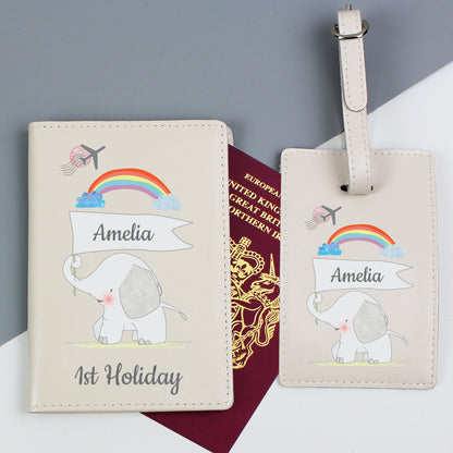 Personalised My 1st Cream Passport Holder & Luggage Tag Set