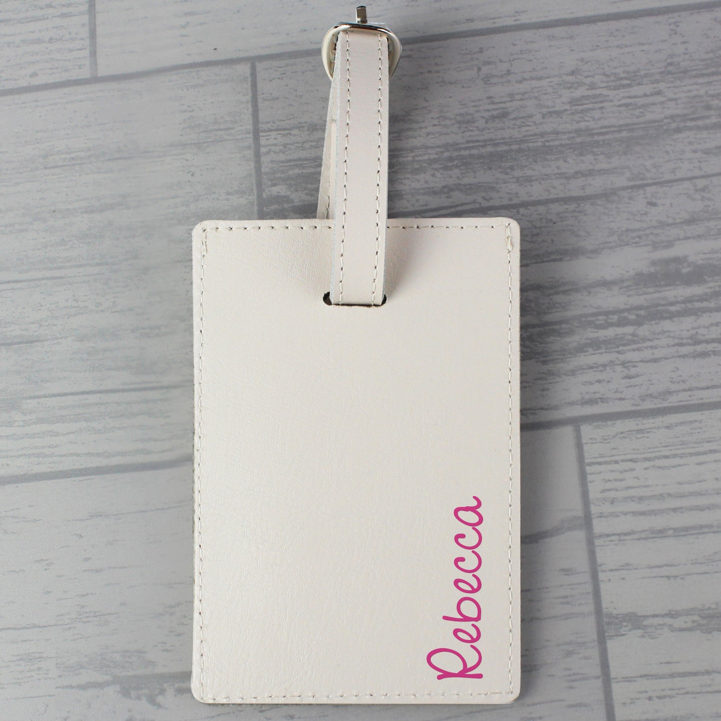 Personalised Pink Name Cream Luggage Tag