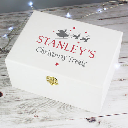 Personalised Christmas Eve White Wooden  Box