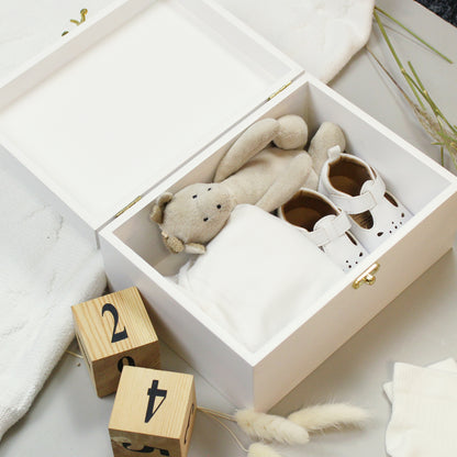 Personalised Teddy & Balloons White Wooden Keepsake Box