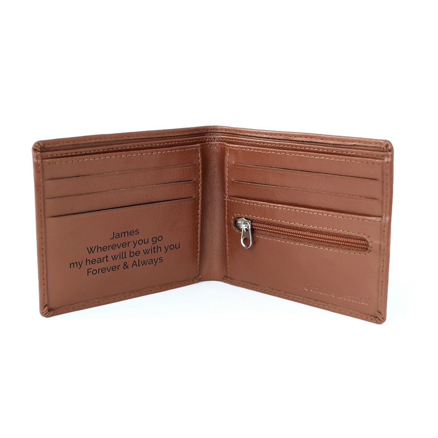 Personalised Free Text Tan Leather Wallet