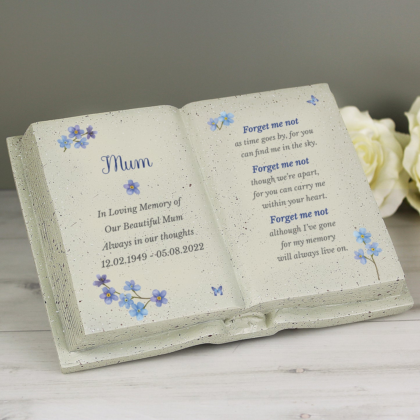 Personalised Forget Me Not Memorial Resin Book