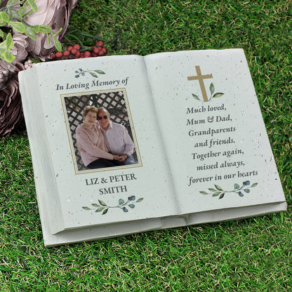 Personalised Memorial Cross Photo Upload Resin Book