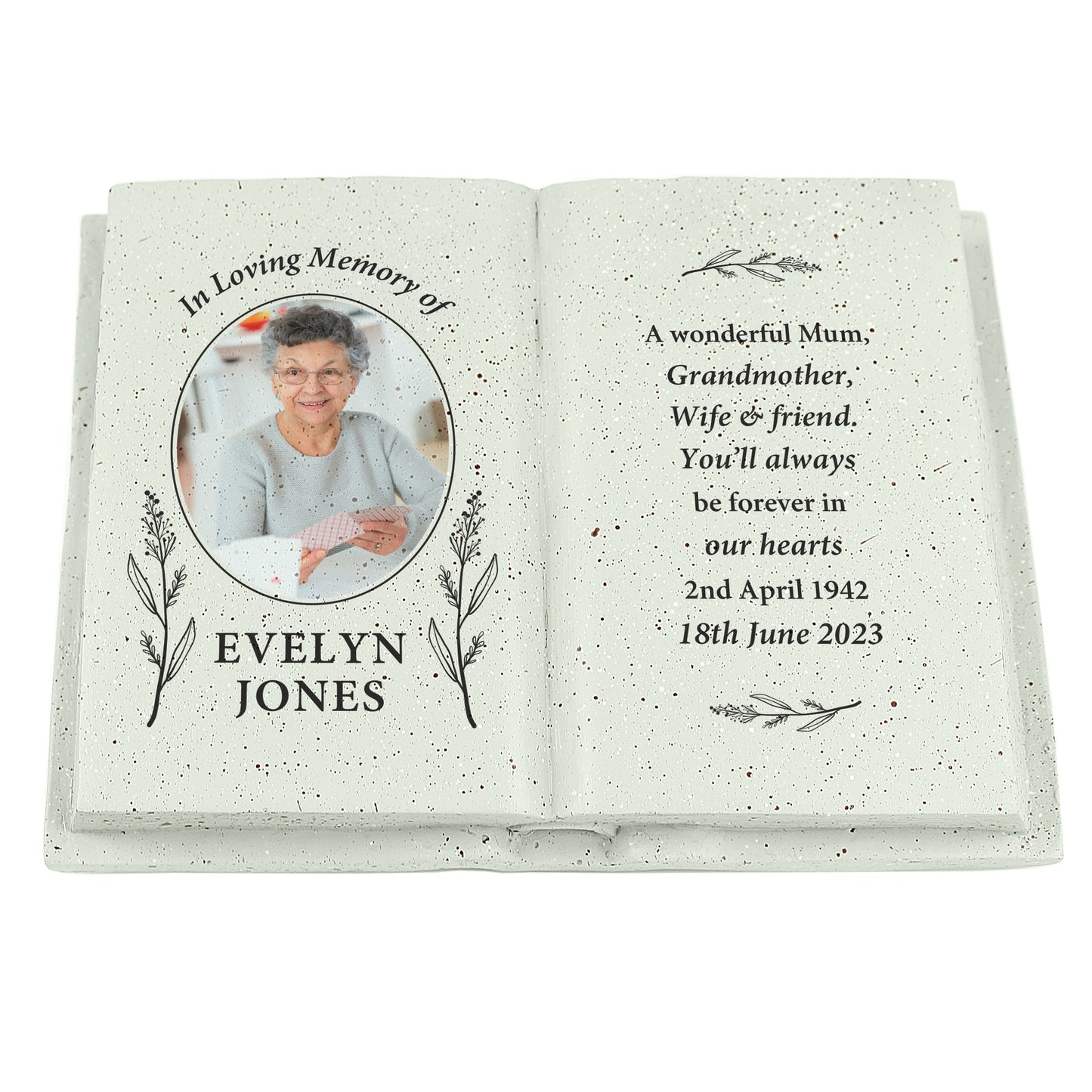 Personalised Botanical Memorial Photo Upload Resin Book