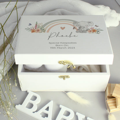 Personalised Elephant Wooden Keepsake Box