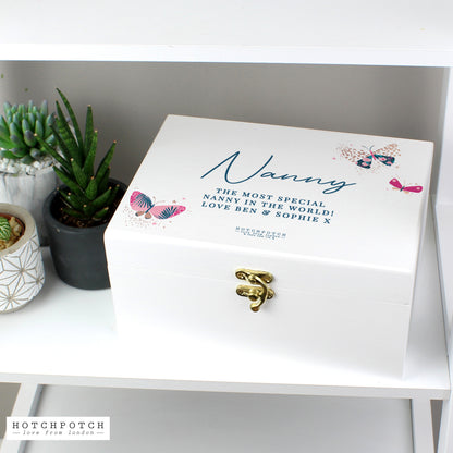 Personalised Hotchpotch Butterfly White Wooden Keepsake Box