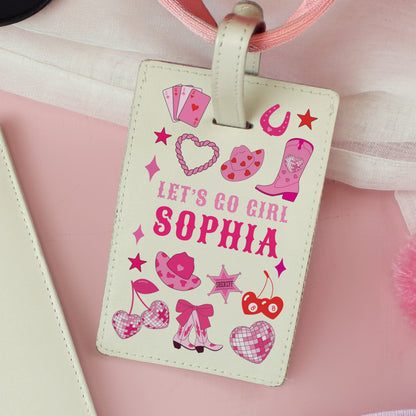Personalised Cowgirl Leather Passport Holder & Luggage Tag