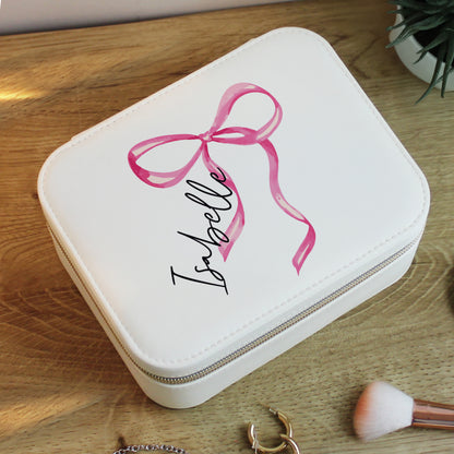 Personalised Bow Leatherette Jewellery Box