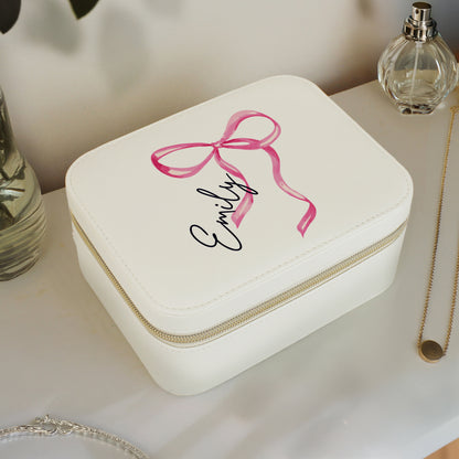 Personalised Bow Leatherette Jewellery Box