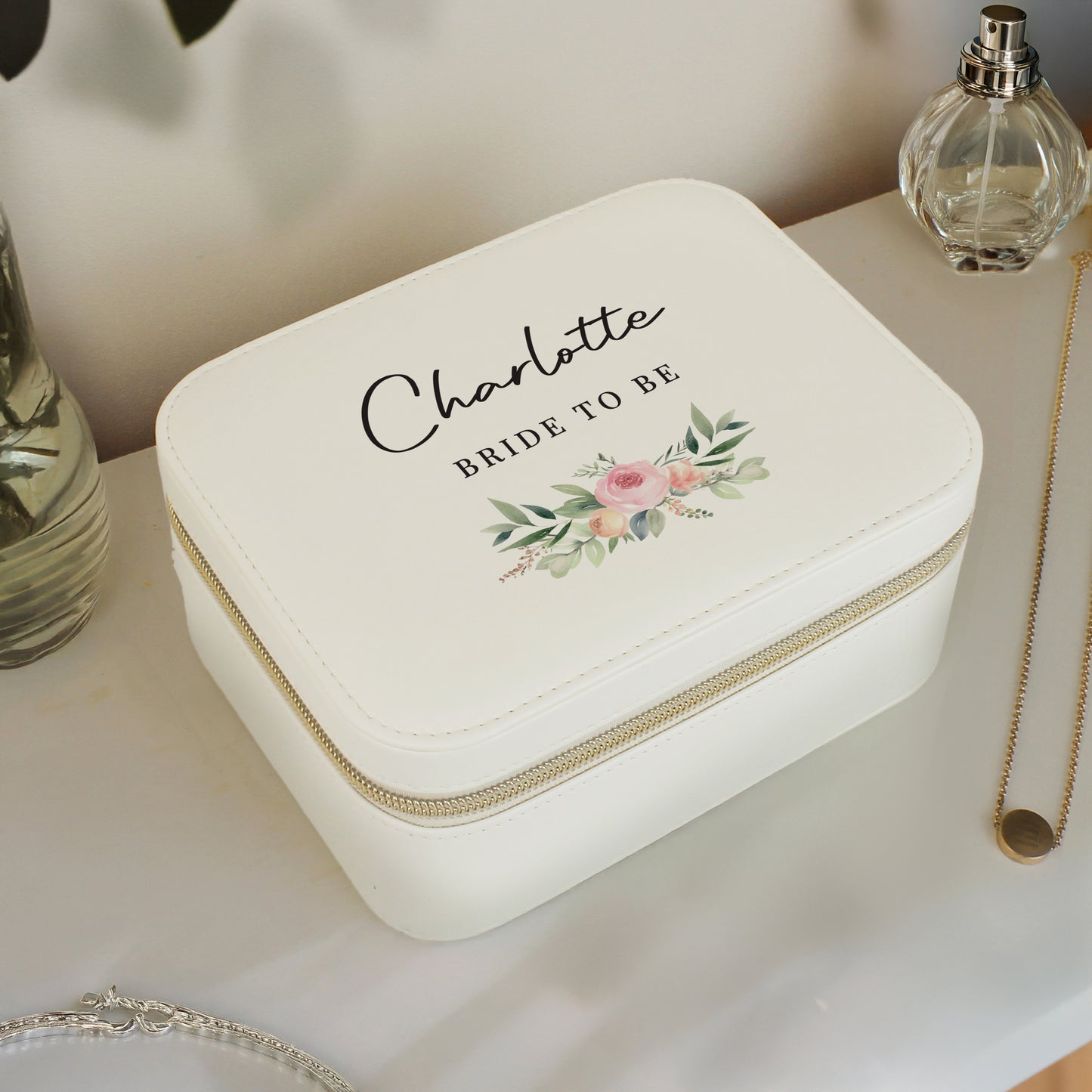 Personalised Wedding Leatherette Jewellery Box