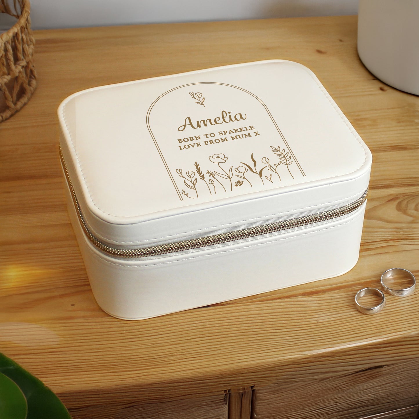Personalised Floral Arch Leatherette Jewellery Box