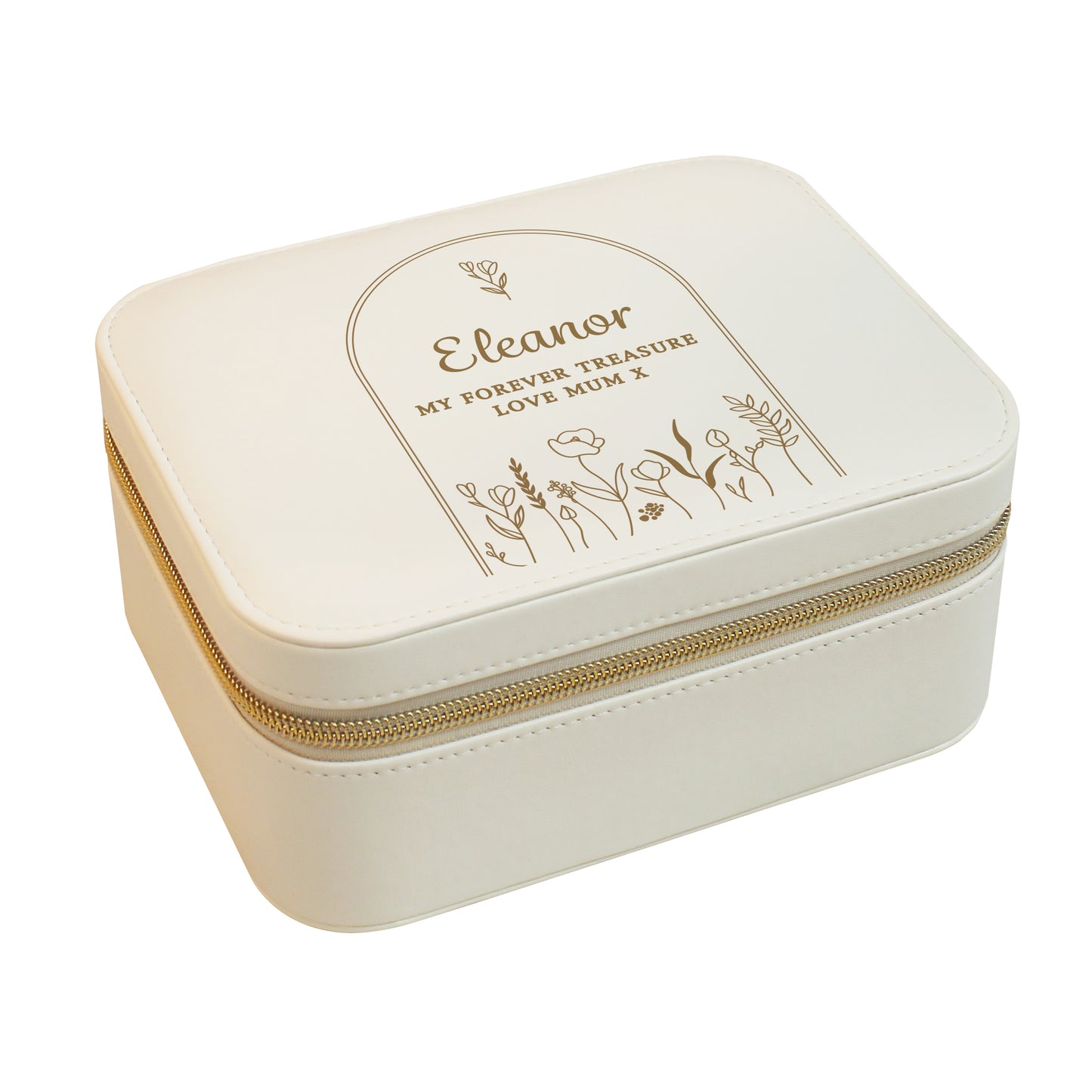 Personalised Floral Arch Leatherette Jewellery Box