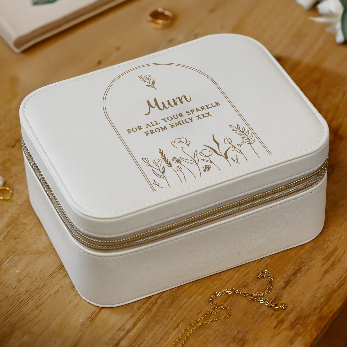 Personalised Floral Arch Leatherette Jewellery Box