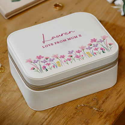 Personalised Floral Leatherette Jewellery Box