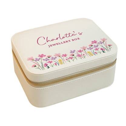 Personalised Floral Leatherette Jewellery Box