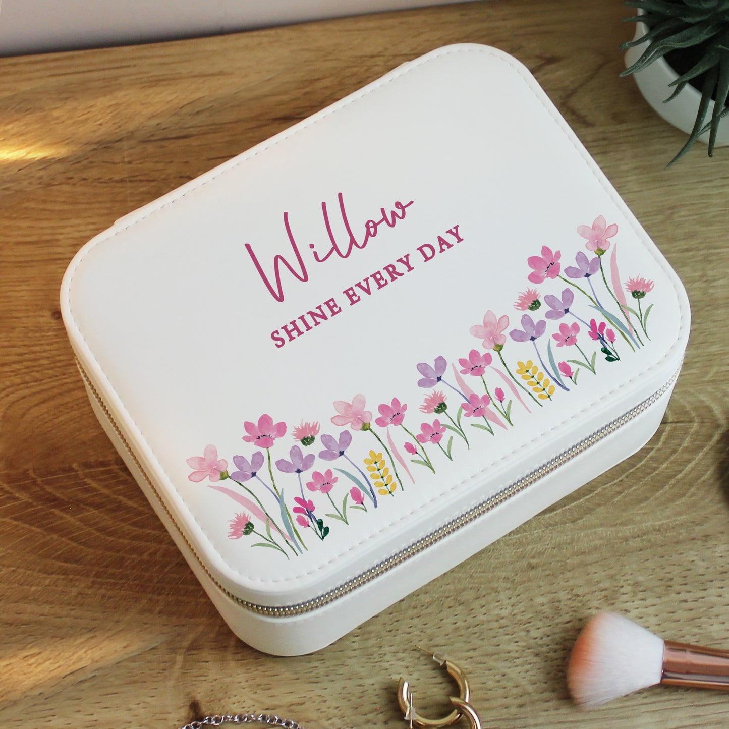 Personalised Floral Leatherette Jewellery Box