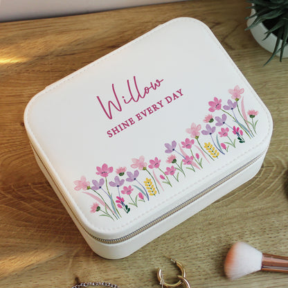 Personalised Floral Leatherette Jewellery Box