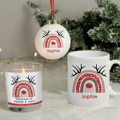 Personalised Rainbow Reindeer Mug