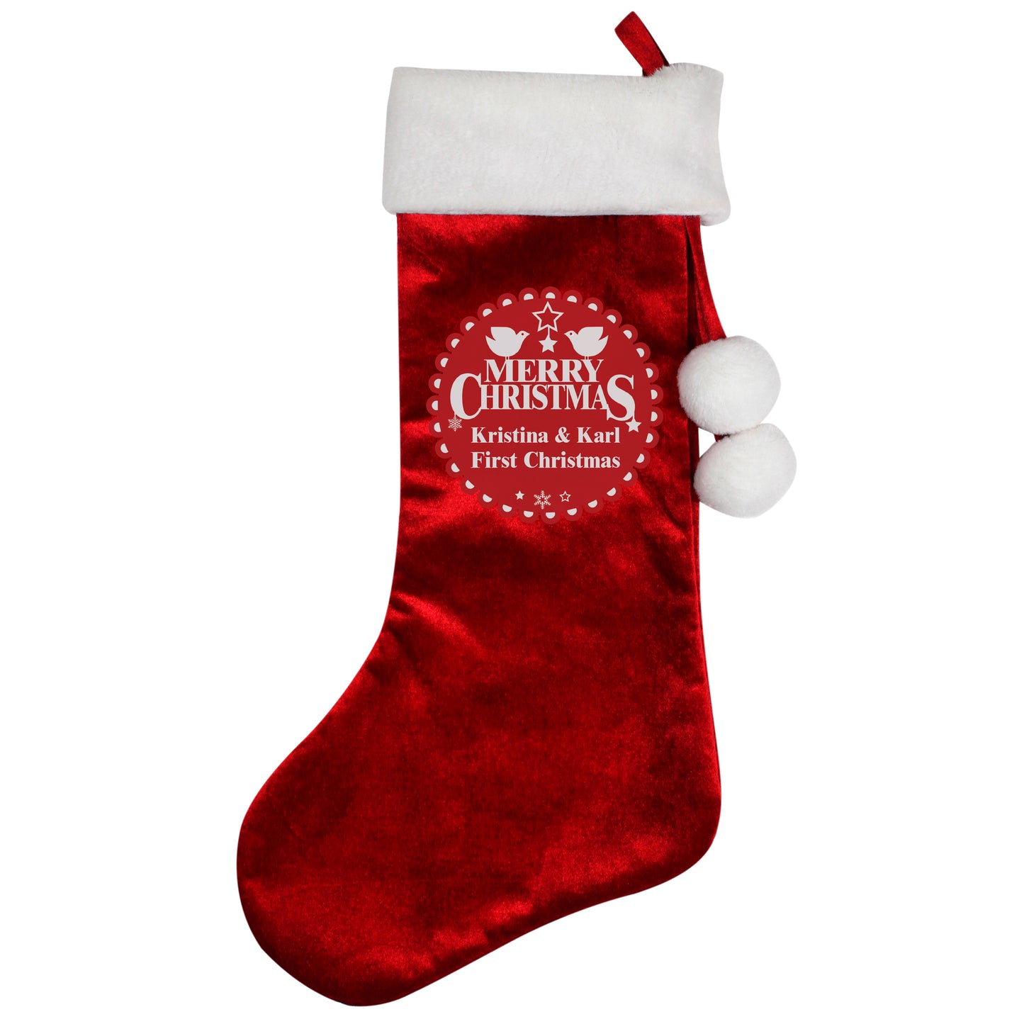 Personalised Christmas Wishes Luxury Red Stocking