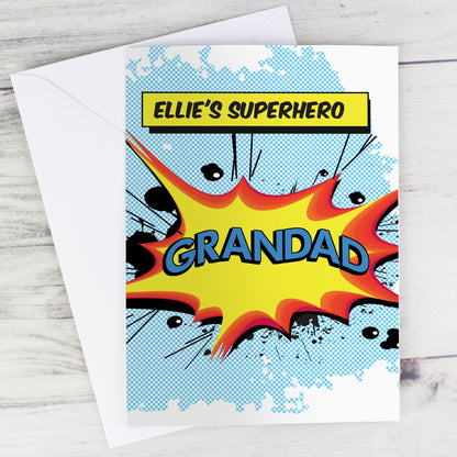 Personalised Super Hero Comic Book Themed Card