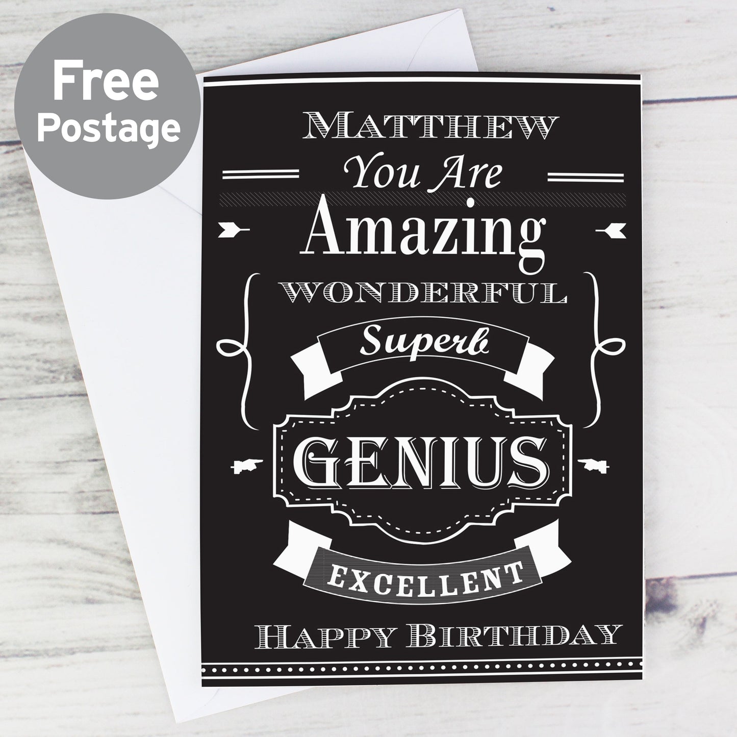 Personalised Vintage Typography Card