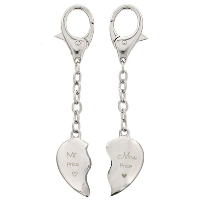 Personalised Mr & Mrs Two Hearts Keyring