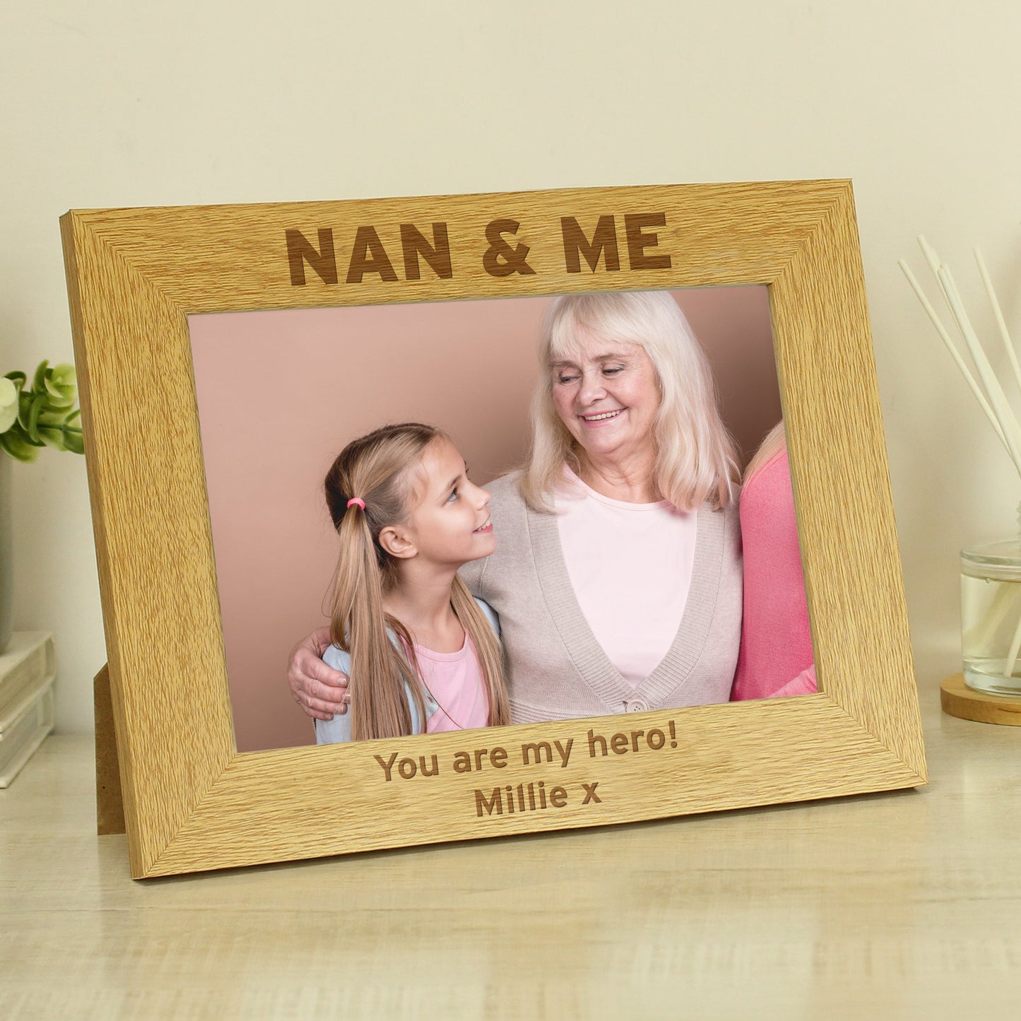 Personalised Nan & Me 5x7 Landscape Wooden Photo Frame