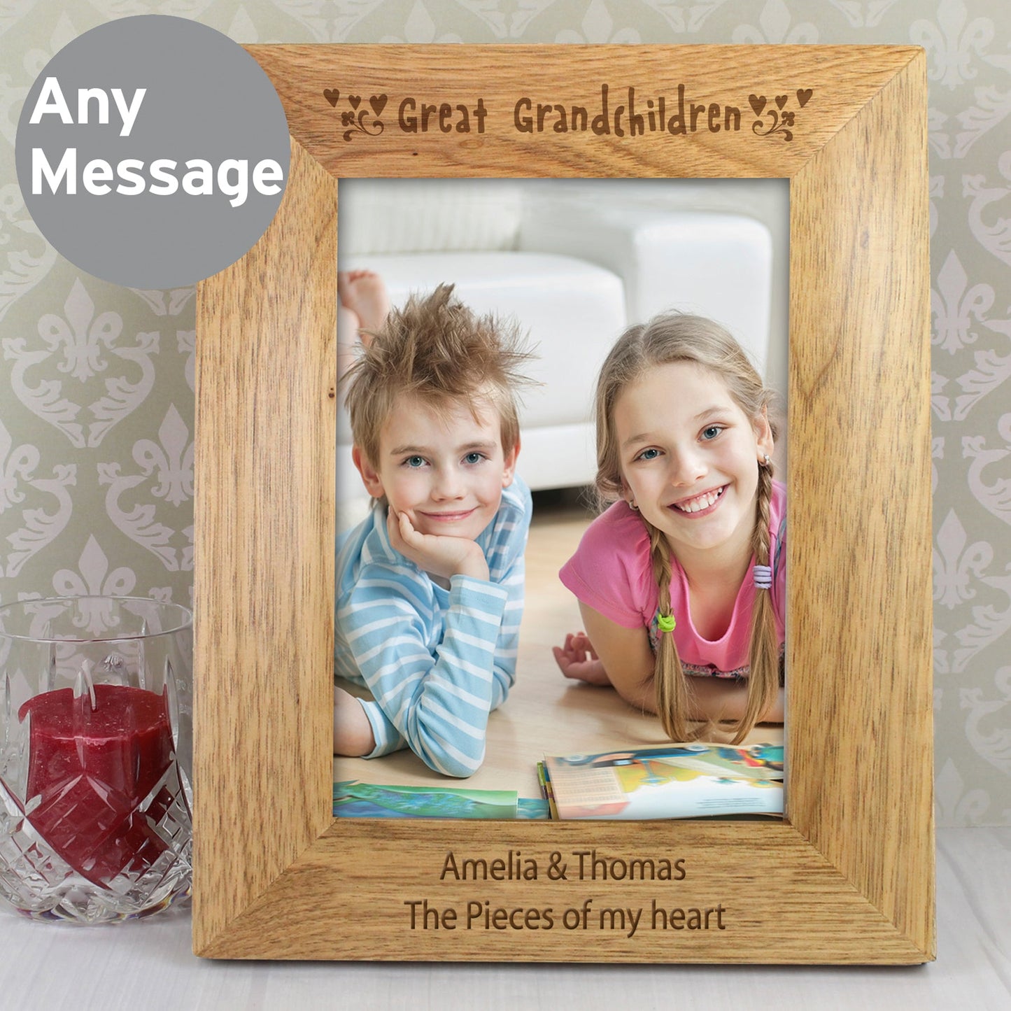 Personalised Great Grandchildren 5x7 Wooden Photo Frame