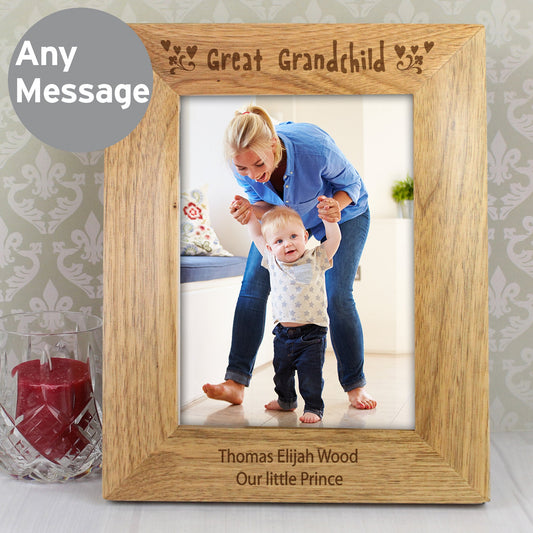 Personalised Great Grandchild 5x7 Wooden Photo Frame