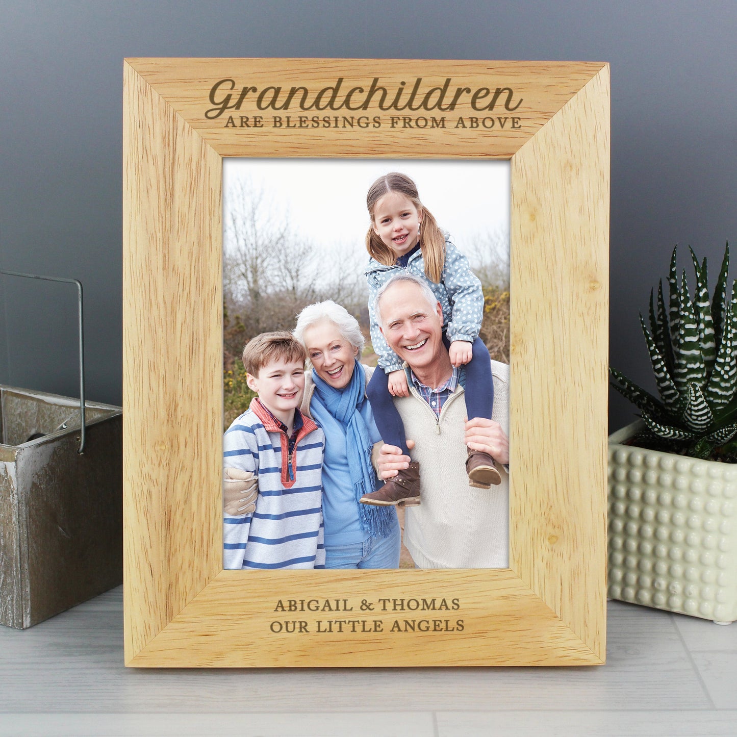 Personalised 'Grandchildren are a Blessing' 5x7 Wooden Photo Frame