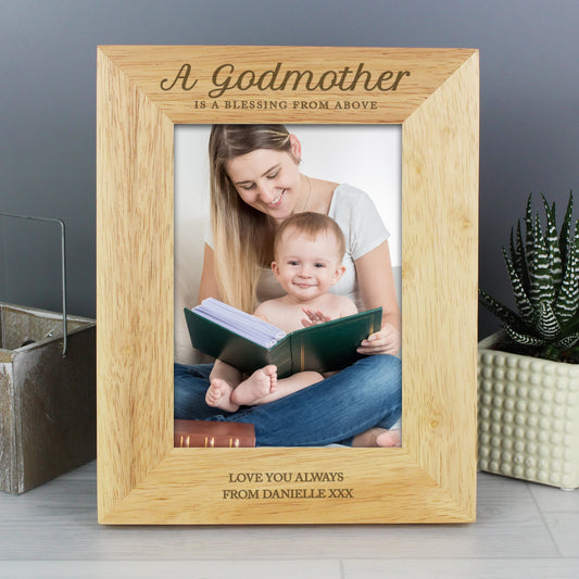 Personalised Godmother 5x7 Wooden Photo Frame