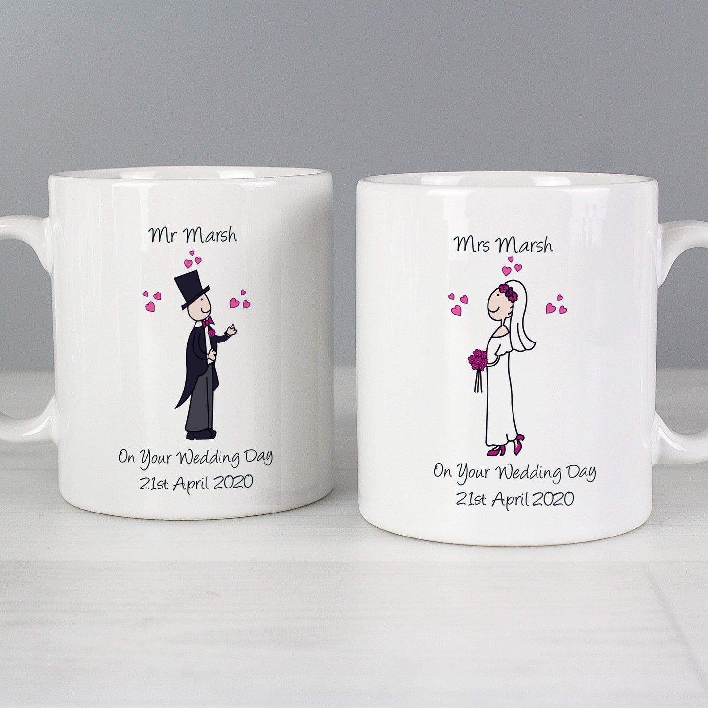 Personalised Bride & Groom Mug Set