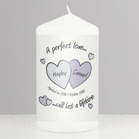 Personalised A Perfect Love Wedding Pillar Candle