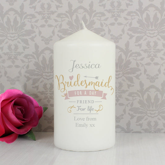 Personalised I Am Glad... Bridesmaid Pillar Candle