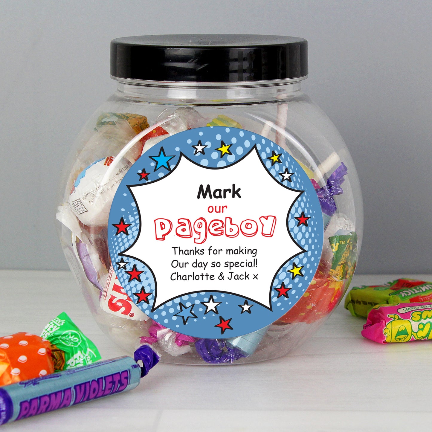 Personalised Comic Book Pageboy Sweet Jar